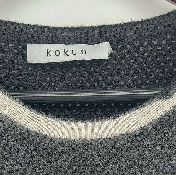 Kokun Cashmere Knit Gray Long Crewneck Sweater Size XL - Picture 2 of 6